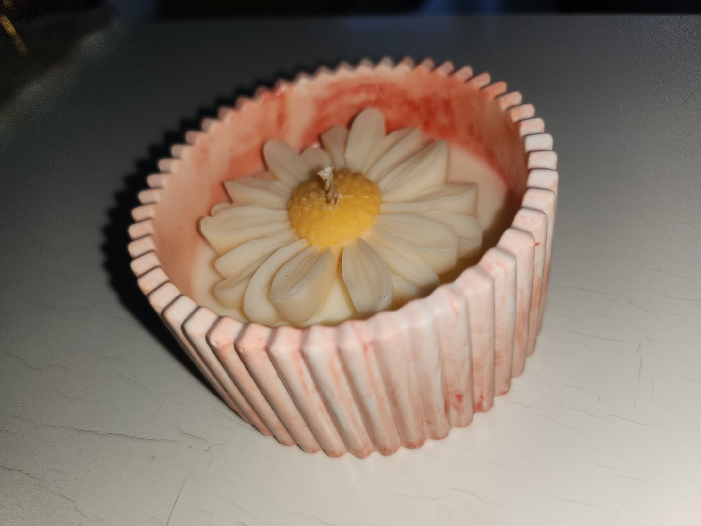Pot avec bougie marguerite